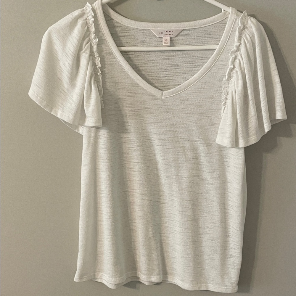 LC Lauren Conrad Cream Short Sleeve Top